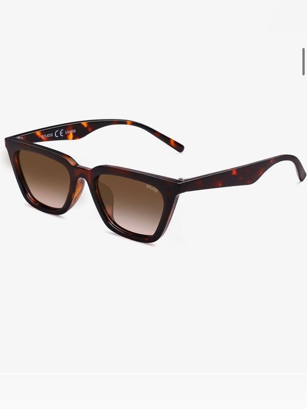 SOJOS Polarized Narrow Square Cateye Sunglasses - Tortoise